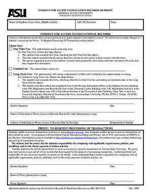 Arizona State University Education Records Consent