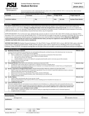 Student Financial Assistance Review Form