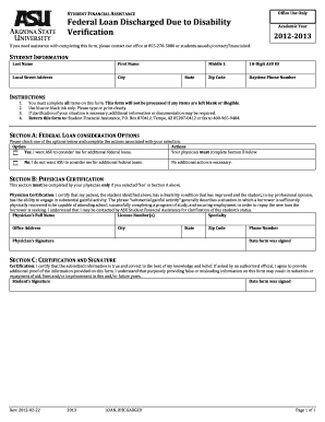 Federal Loan Discharge Due to Disability Form