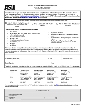 Request to Withhold Directory Information