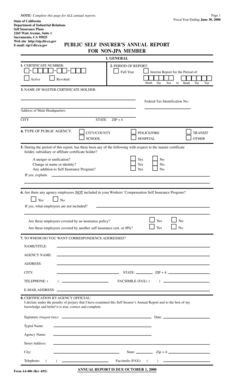California Self Insurer Annual Report