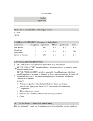Academic Paper Review Form