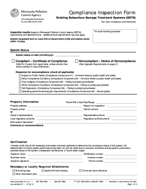 Compliance Inspection Form for SSTS