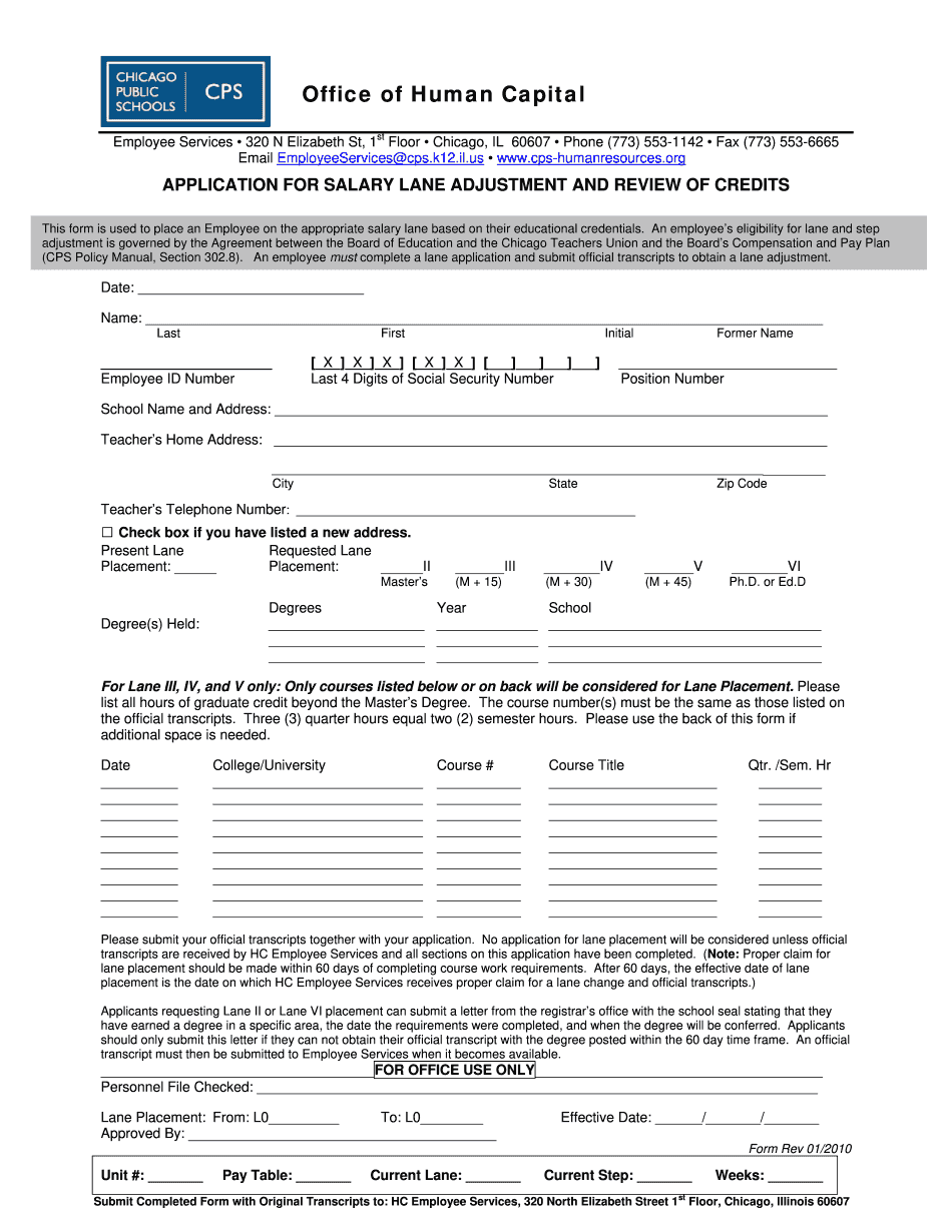 Cps Lane Change Form 