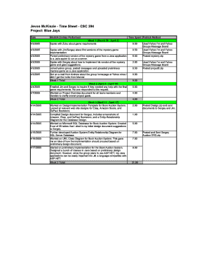 Project: Blue Jays Jevon McKinzie - Time Sheet - CSC 394