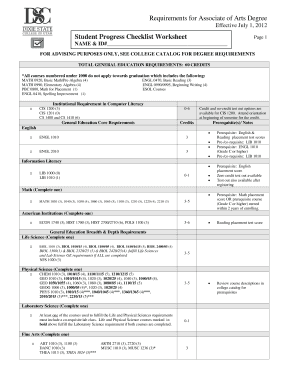 Associate of Arts Degree Requirements Checklist