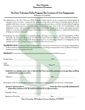 Liability Release Form - Departments - Drew University - depts drew