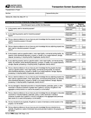 PS Form 7499, Transaction Screen Questionnaire - NALC Branch 78 - nalc-branch78