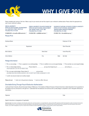 Drexel University Charitable Giving Form