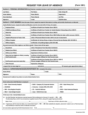 Leave of absence form template - Request for Leave of Absence - Duke University - hr duke