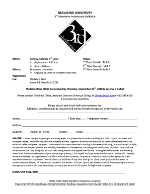 Fillable Online myduquesne duq Printable Registration Form - Duquesne ...