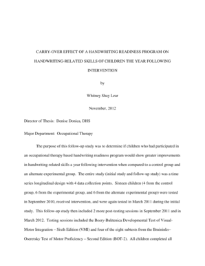 CARRYOVER EFFECT OF A HANDWRITING READINESS PROGRAM ON