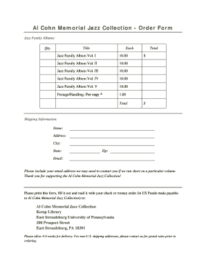 Order Form - East Stroudsburg University - www4 esu