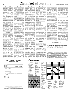 Classified Advertising Form