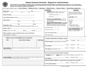 Eastern Kentucky University Late Enrollment Request