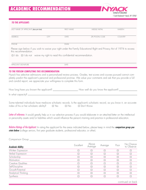 Academic Recommendation Form