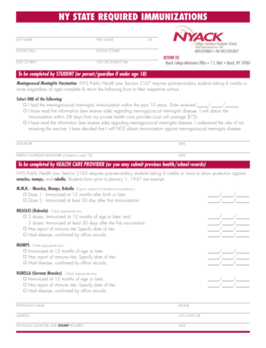 NY State Immunization Form