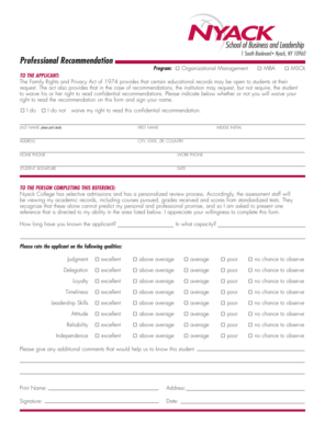 Professional Recommendation Form