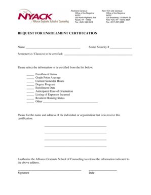 Request for Enrollment Certification