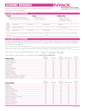 Academic Reference Form
