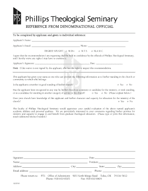 recommendation letter for theological seminary