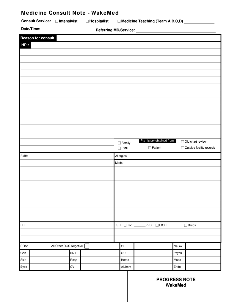 Medicine Progress Note Template Fill Online Printable Fillable 