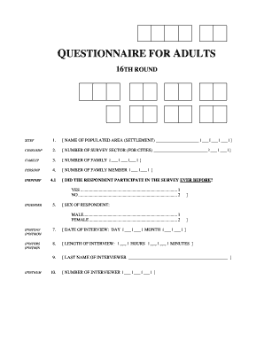 Adult Census Questionnaire