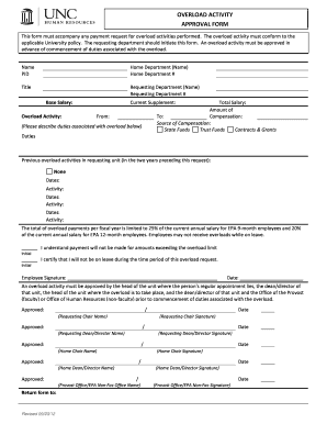 Overload Activity Approval - Human Resources - hr unc