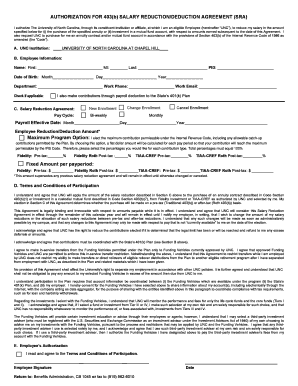 Authorization for 403(b) Salary Reduction Agreement