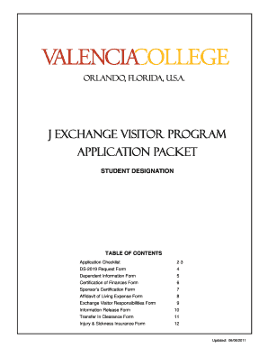 J Exchange Visitor Program Application Packet
