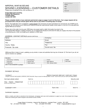 Imperial War Museums Sound Licensing Quote Request