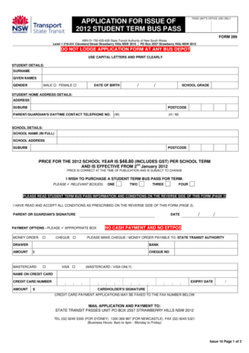 Student Term Bus Pass Application