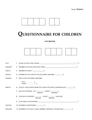 Russia Children's Questionnaire