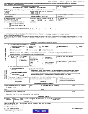 USDA Recommendation & Approval of Awards Form