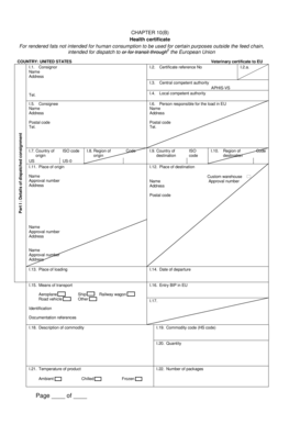 US Veterinary Certificate for Rendered Fats to EU