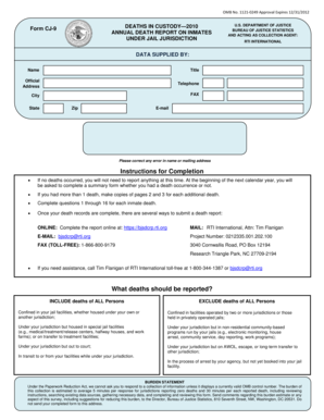 Form CJ-9 Deaths in Custody Annual Report