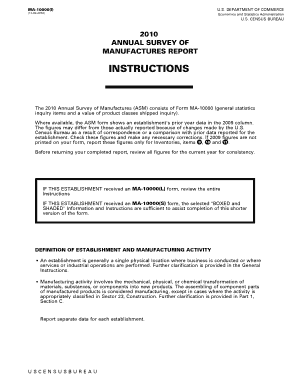 2010 Annual Survey of Manufactures Form MA-10000
