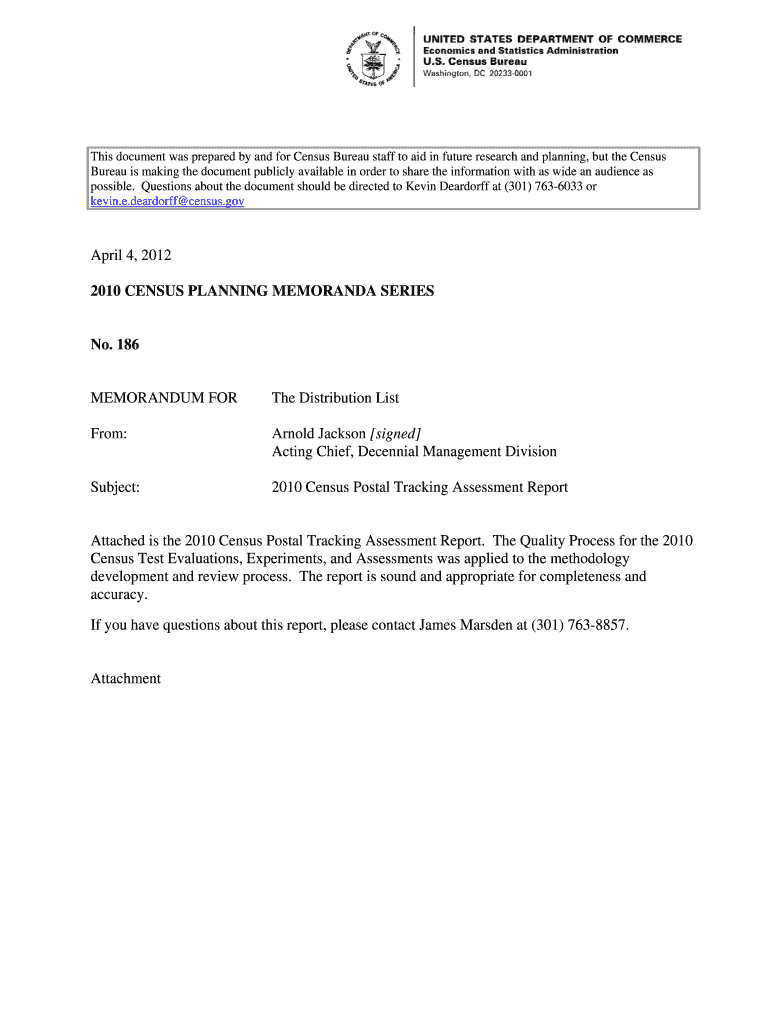 2010 Census Postal Tracking Assessment - Census Bureau - census Preview on Page 1