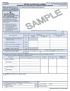 US Census Bureau Residential Building Permit Form C-404