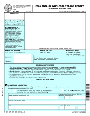 US Wholesale Trade Report Form