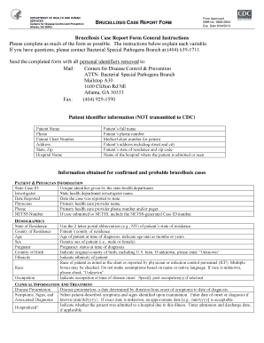 Brucellosis Case Report Form