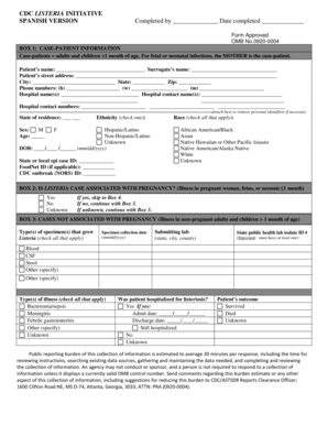 CDC Iniciativa de Listeria Formulario