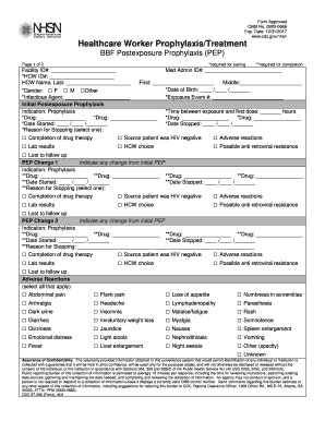 CDC Healthcare Worker Prophylaxis Form