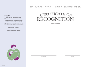 National Infant Immunization Week Certificate