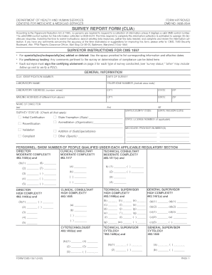 CMS 1557 Survey Report Form (CLIA)