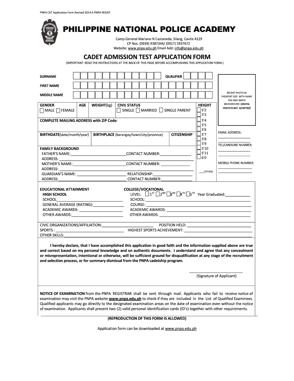 PNPA Application Form