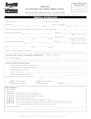 oregon statewide teacher application form