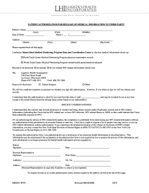 Patient Authorization for Release of Medical Information