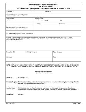 US Coast Guard Employee Performance Evaluation