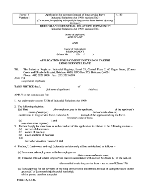Queensland Long Service Leave Payment Application